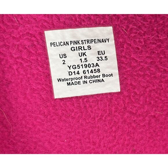 Sperry Topsider Girls Pelican Pink Rain Boots Size 2 Fleece-Lined Waterproof - Picture 5 of 7
